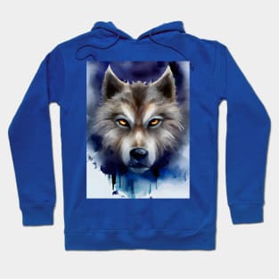 Menacing Wolf Face Watercolor Illustration Hoodie